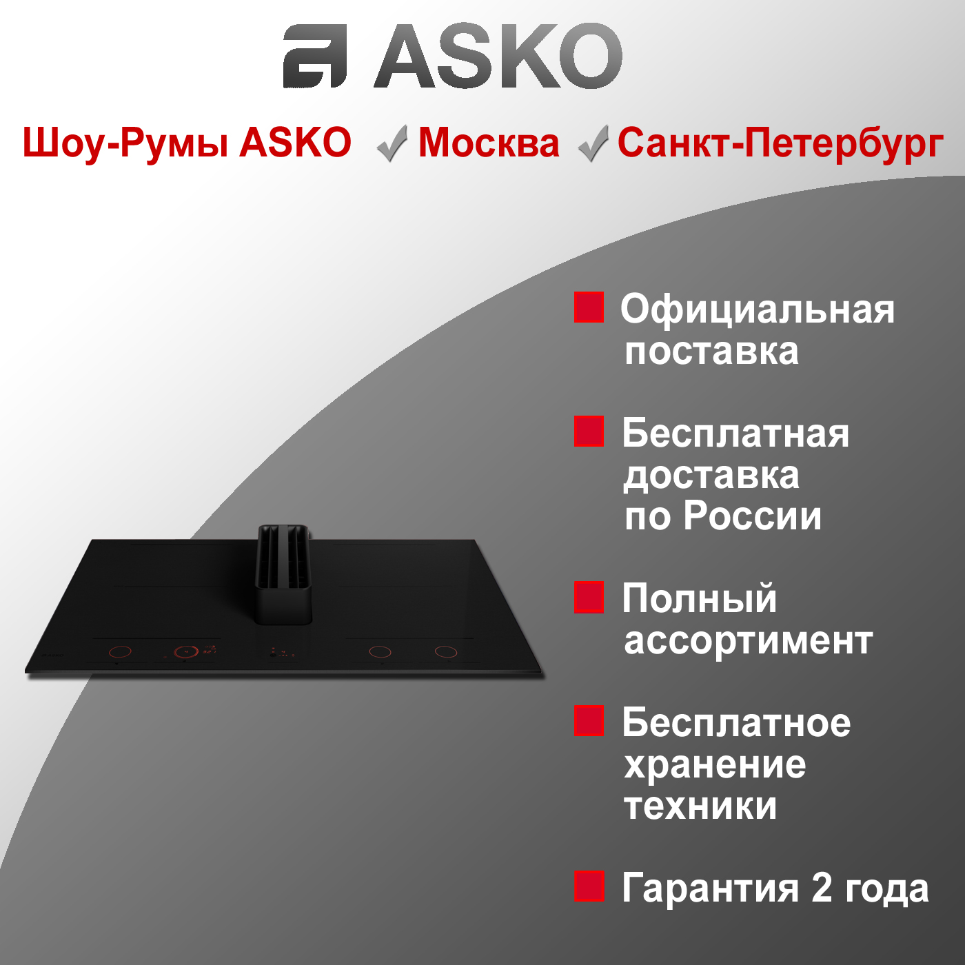 Индукционная панель с вытяжкой Asko HIHD854MM